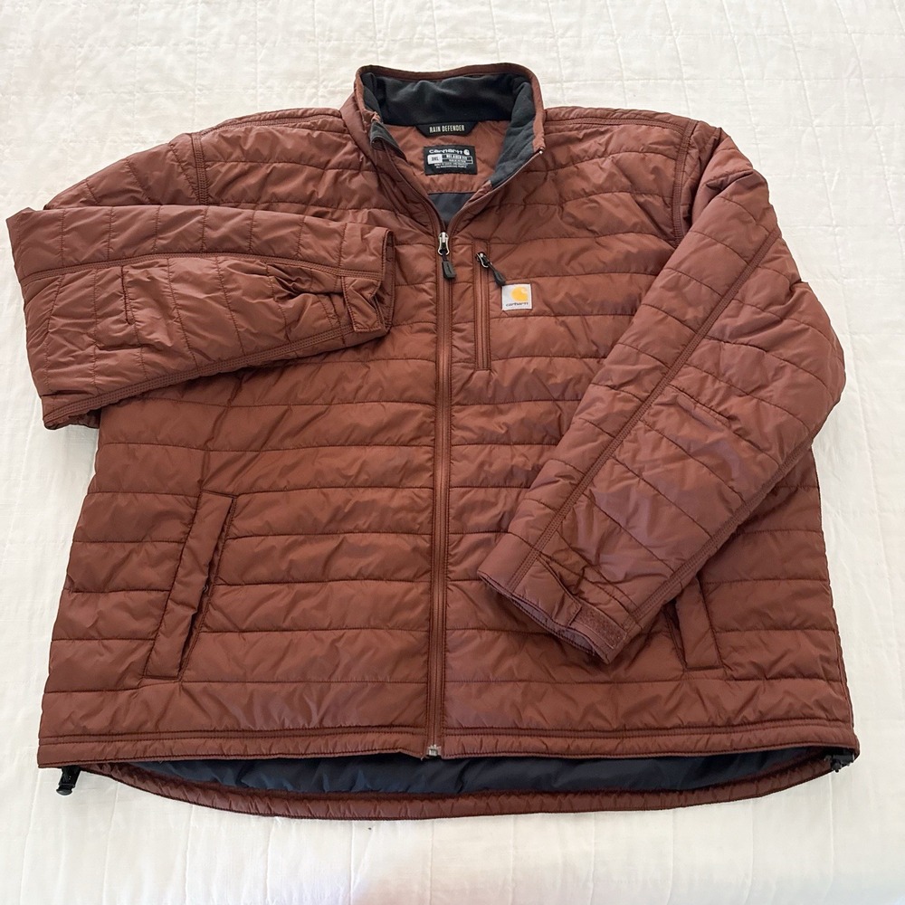 Carhartt Rain Defender Jacket Mens 3XL Brown Relaxed Fit Lightweight Insulated‎
